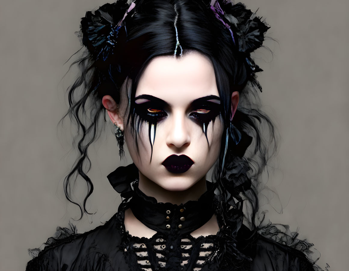 Gothic Style with Dark Makeup & Hair Accessories