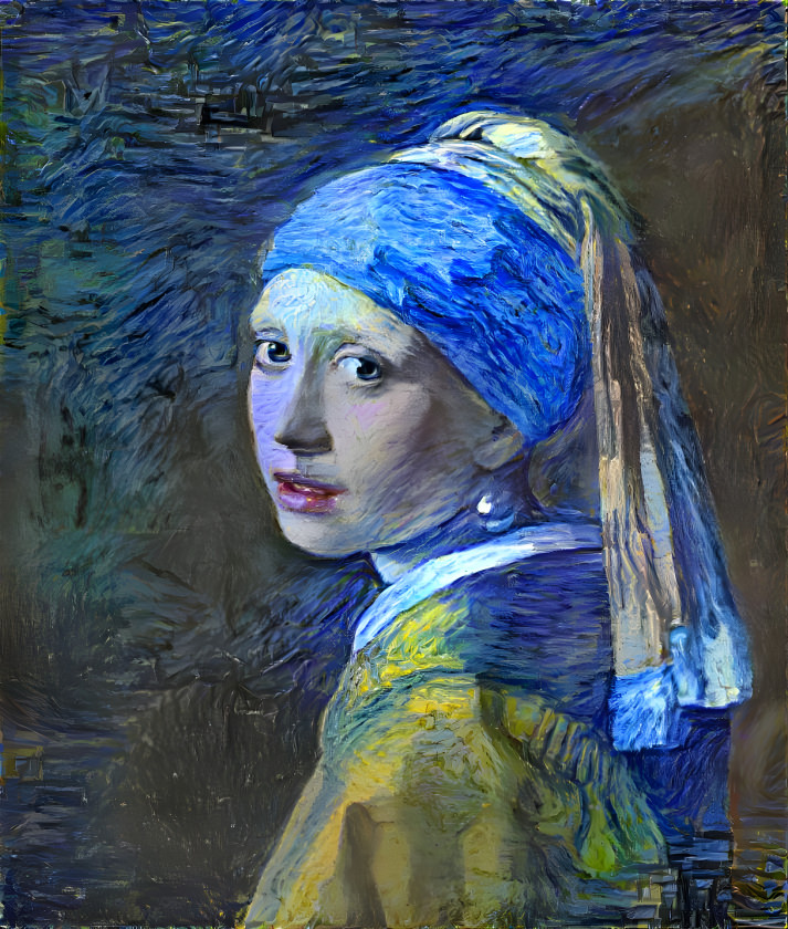 Girl with a Pearl Earring in Vincent Gogh style