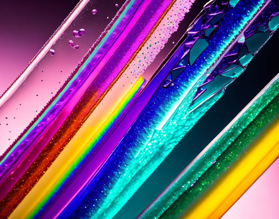 Colorful Abstract Image: Vibrant Streams and Water Droplets