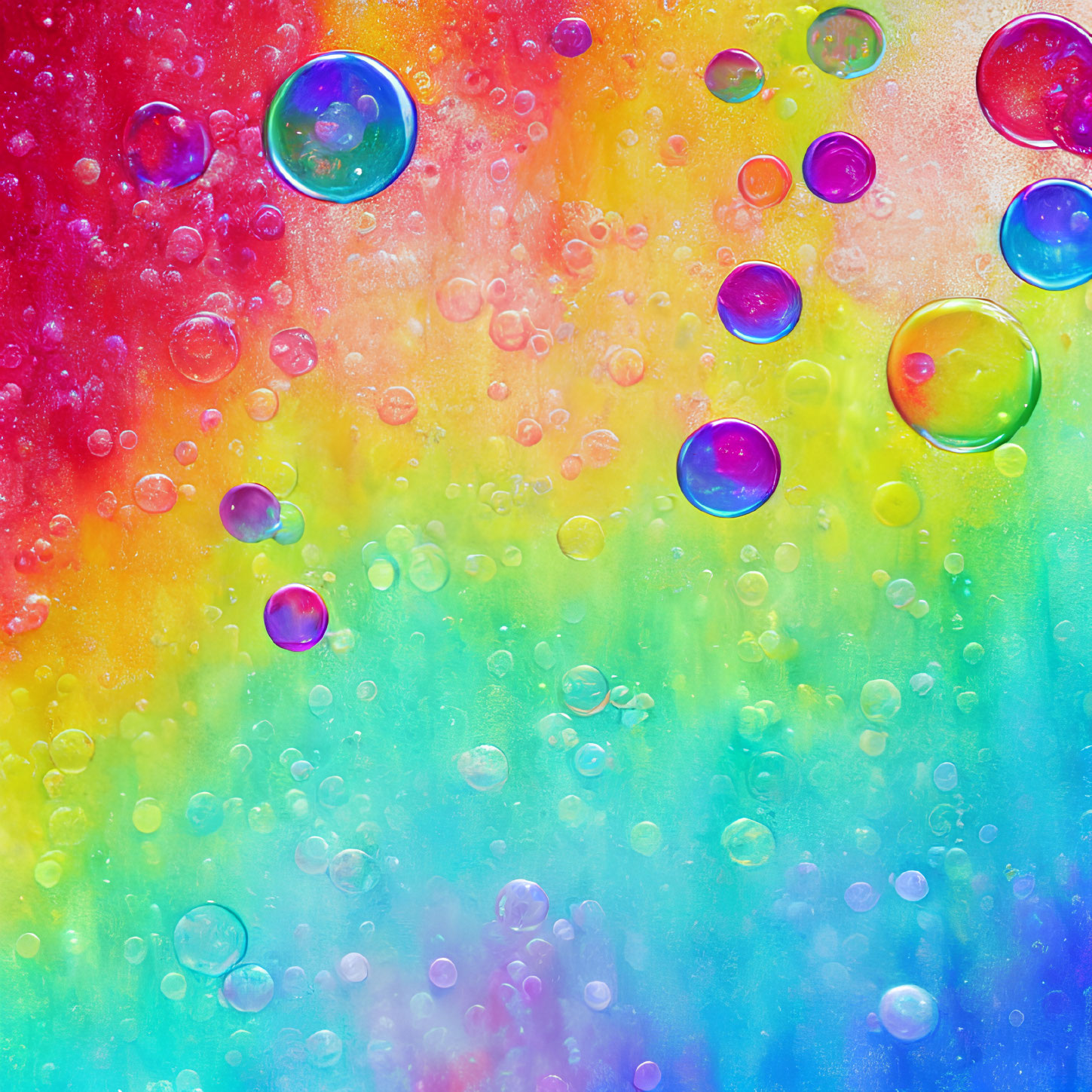 Colorful Translucent Bubbles on Vibrant Gradient Background