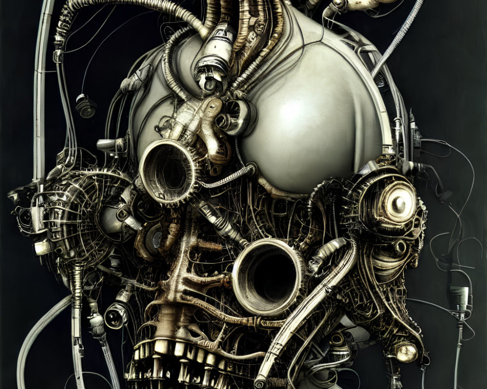 Detailed Biomechanical Entity Illustration with Humanoid Features