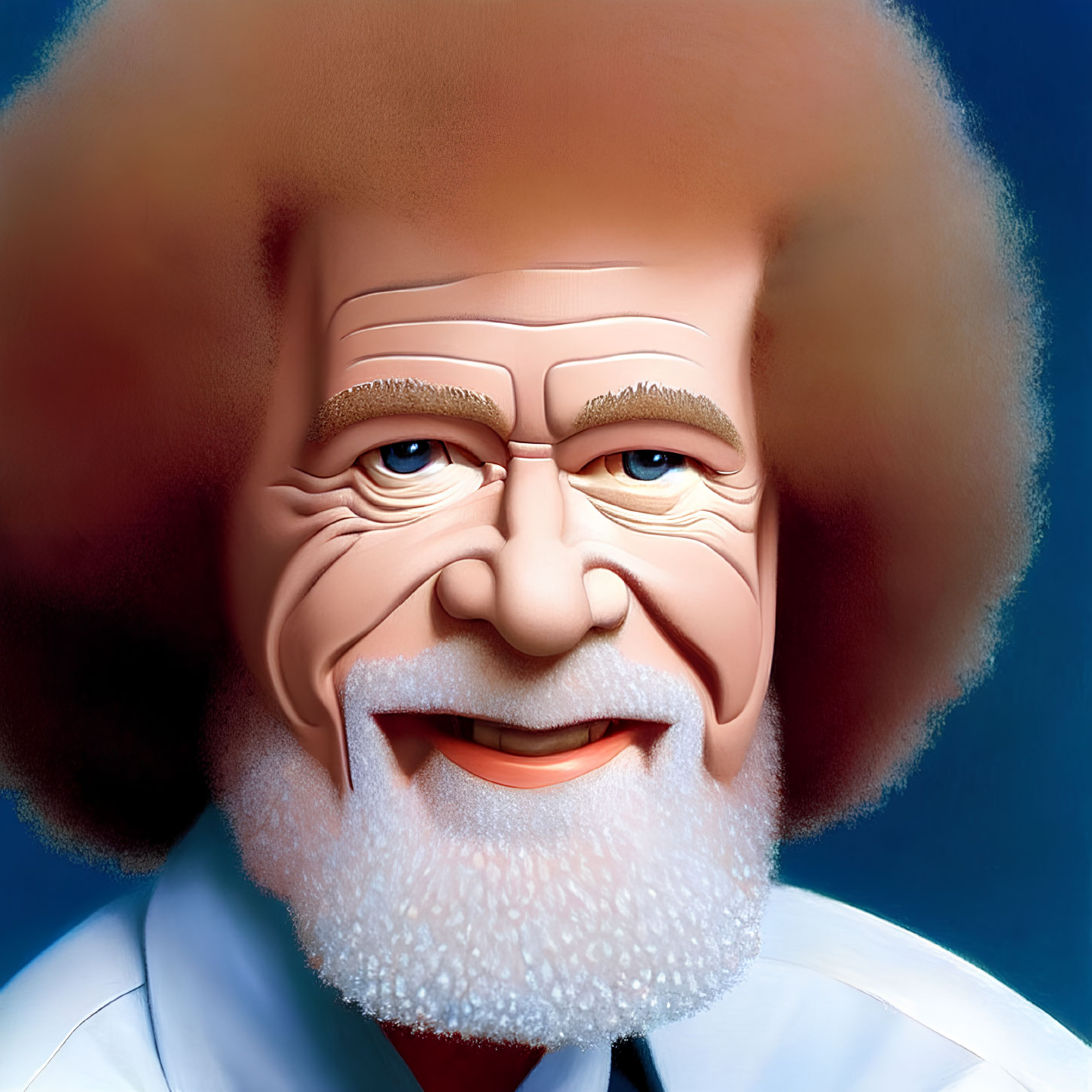 Detailed Caricature of Smiling Man with Oversized Afro