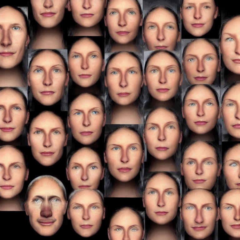 Grid of Woman's Various Facial Expressions and Angles Displayed