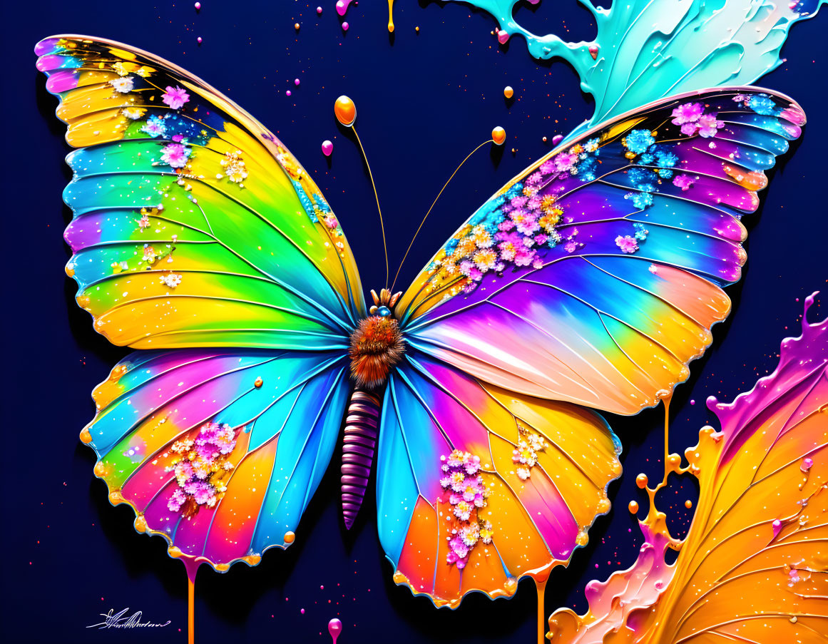 Colorful Butterfly Artwork on Dark Background