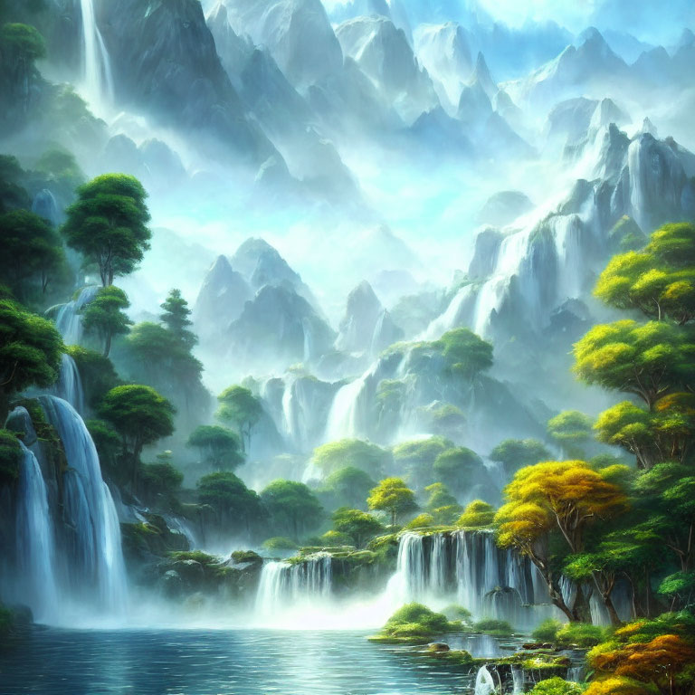 Majestic waterfalls, lush greenery, tranquil waters & misty mountains