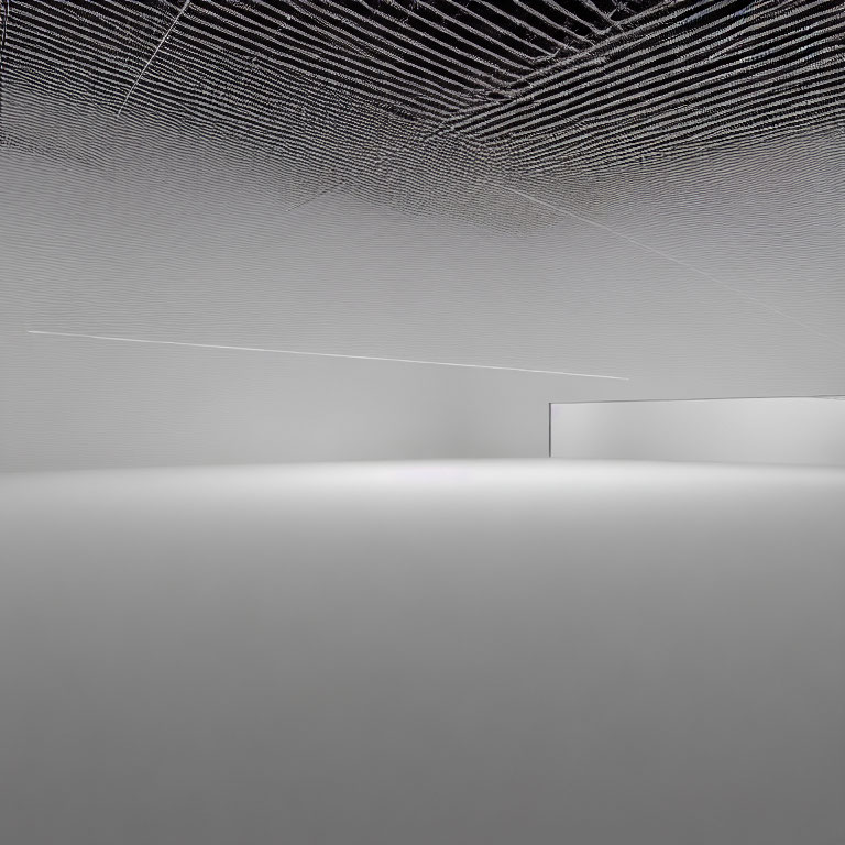 White-walled interior with thread installation ceiling design