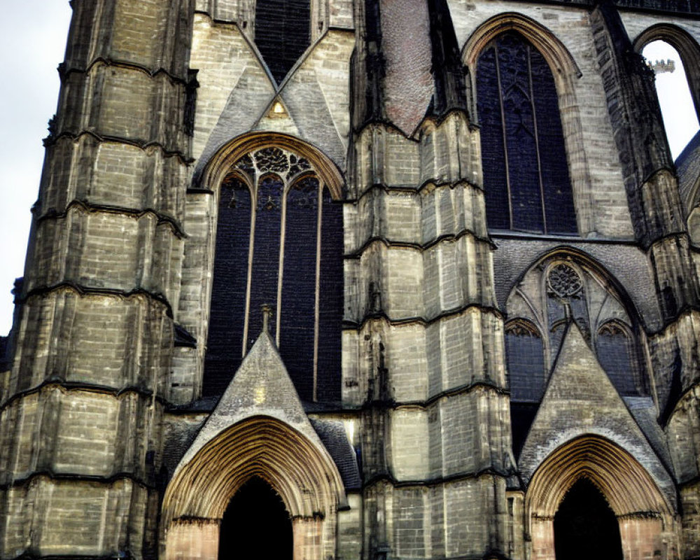 Gothic Cathedral with Pointed Arches and Stained Glass Windows