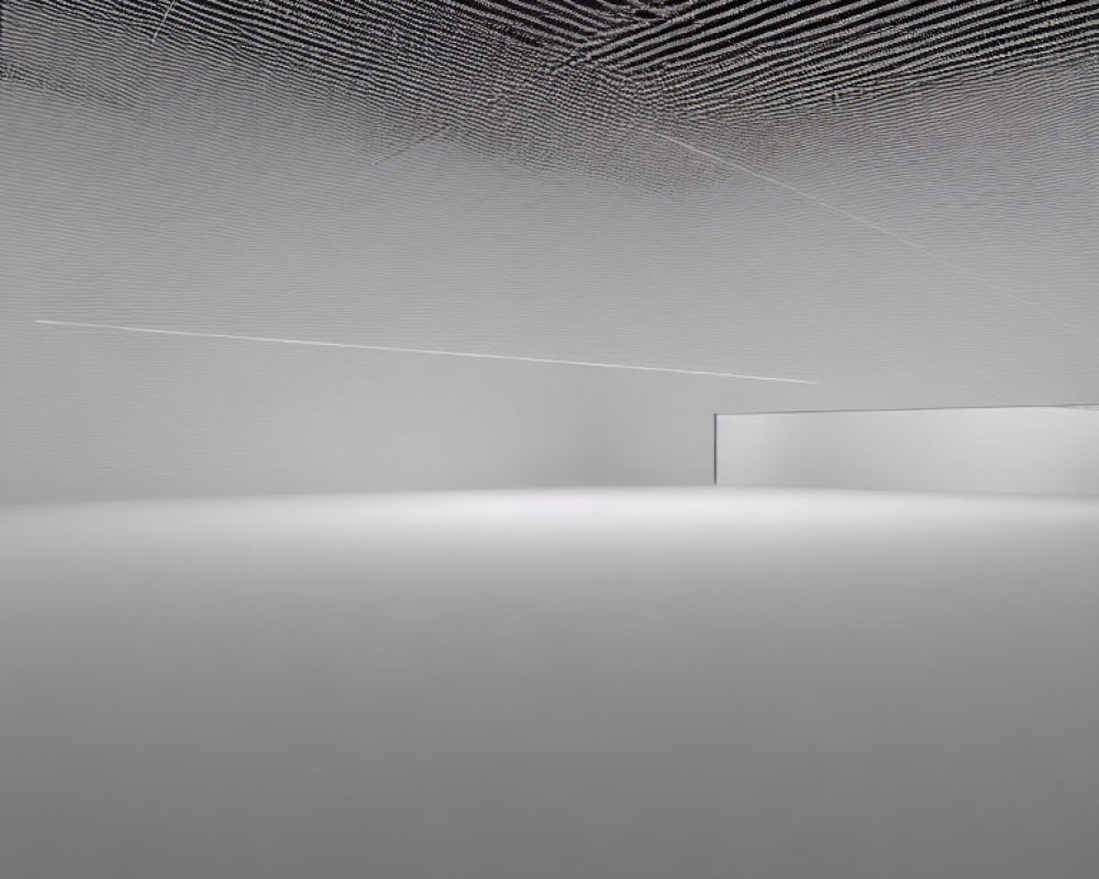 White-walled interior with thread installation ceiling design