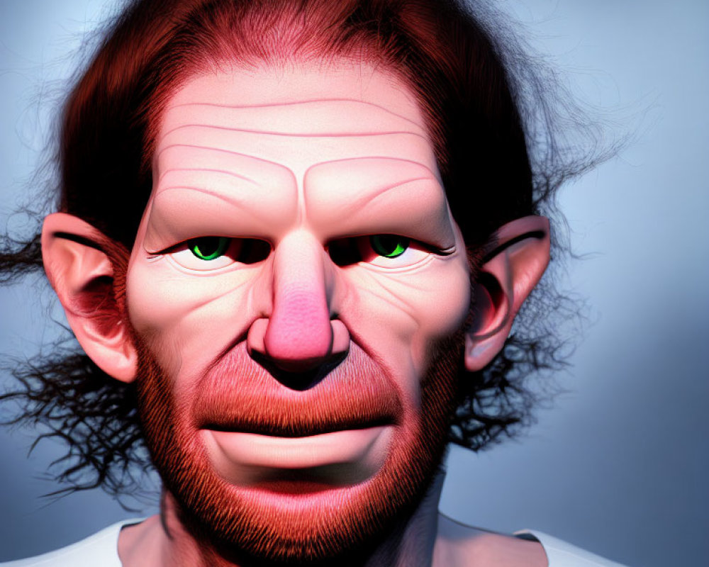 Character with Monkey-Like Features in 3D Rendering