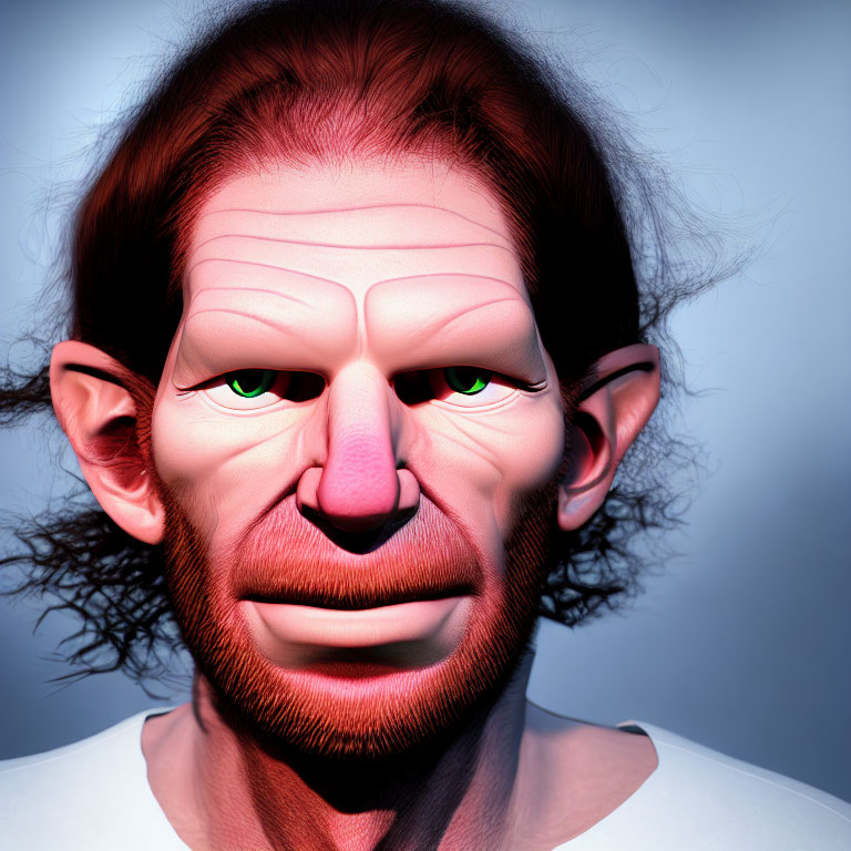 Character with Monkey-Like Features in 3D Rendering