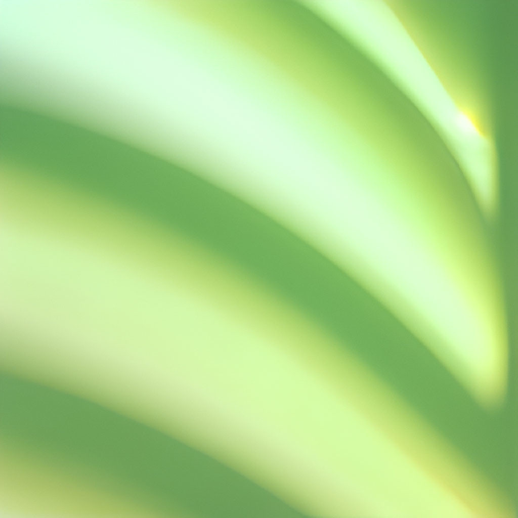 Green plant leaves in soft focus with sunlight creating dreamy gradient of light and shadow