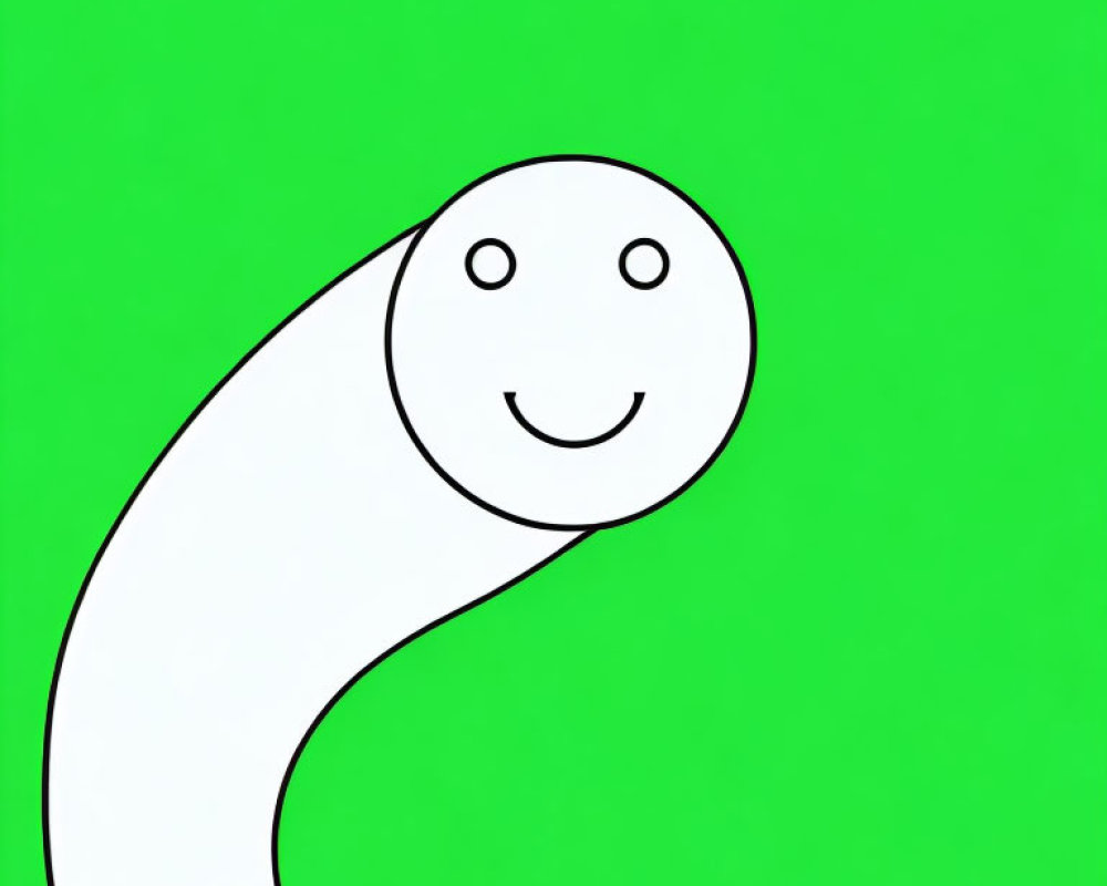 Happy face drawing on white shape against green background