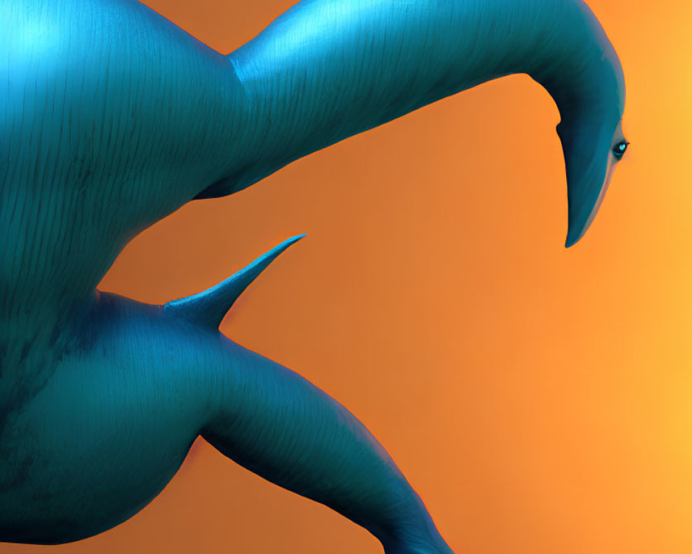 Blue 3D Swan Model with Stylized Design on Orange Background