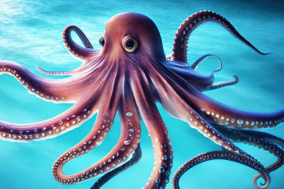 Colorful Octopus with Long Tentacles in Blue Ocean Environment