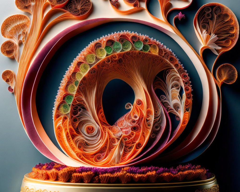 Colorful Quilling Artwork with Abstract Circular Pattern