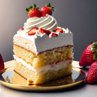 Exquisite multi-layered dessert with floral and bird decorations on plate