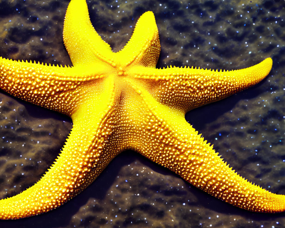 Yellow Starfish Resting on Marine Substrate: Textural Contrast in Nature