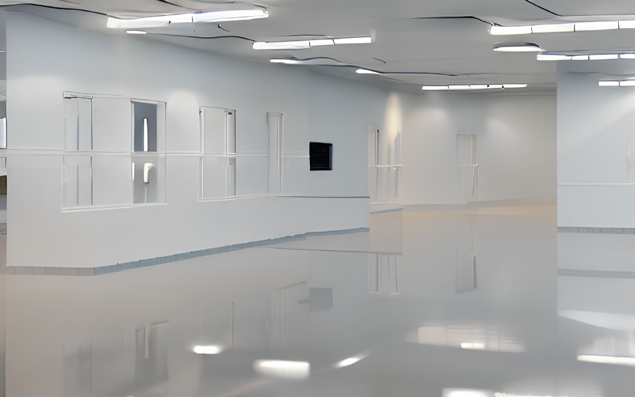 Contemporary Art Gallery Interior with Abstract Installations