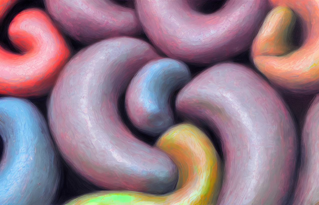 Abstract Image of Vibrant, Intertwined Shapes in Pastel Colors