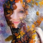 Vibrant butterflies partially cover woman's face in artistic image