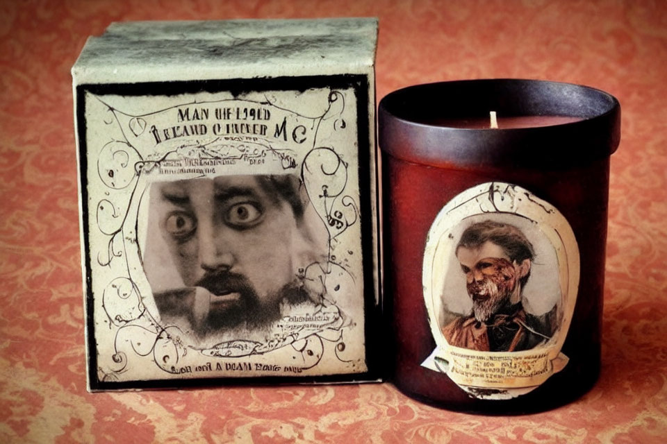 Vintage Candle and Portrait Box with Monochrome Labels