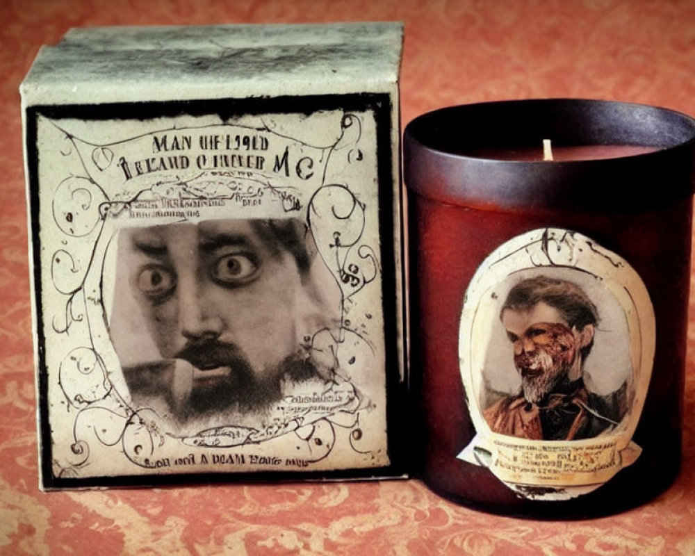 Vintage Candle and Portrait Box with Monochrome Labels