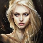 Blonde Woman with Blue Eyes in Enigmatic Digital Painting