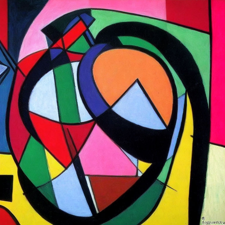 Vibrant Abstract Painting with Bold Geometric Shapes