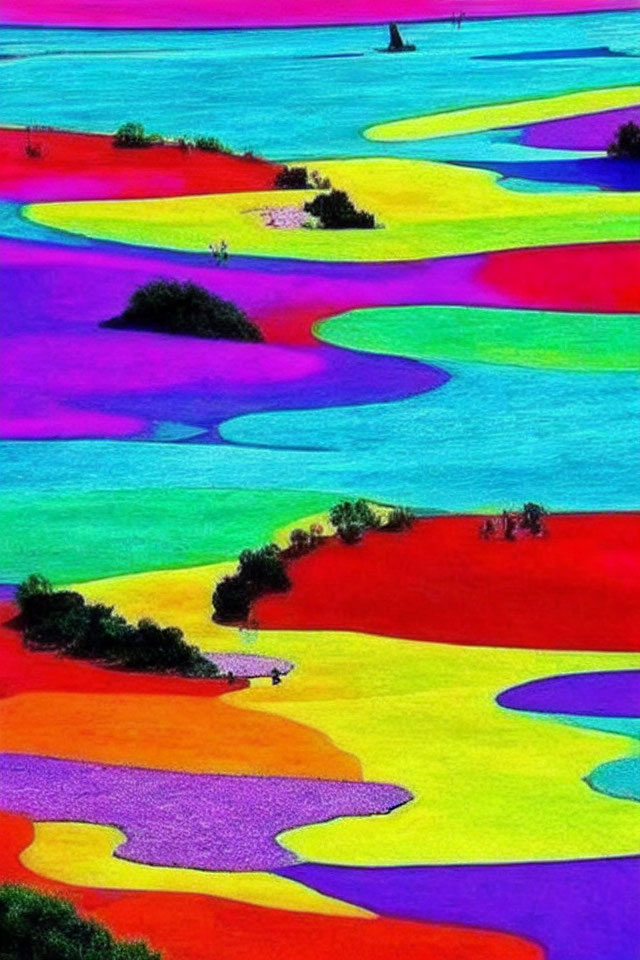 Multicolored Abstract Landscape in Vibrant Shades