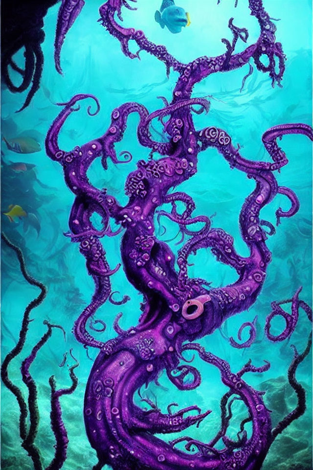 Colorful Octopus Illustration in Aquatic Setting