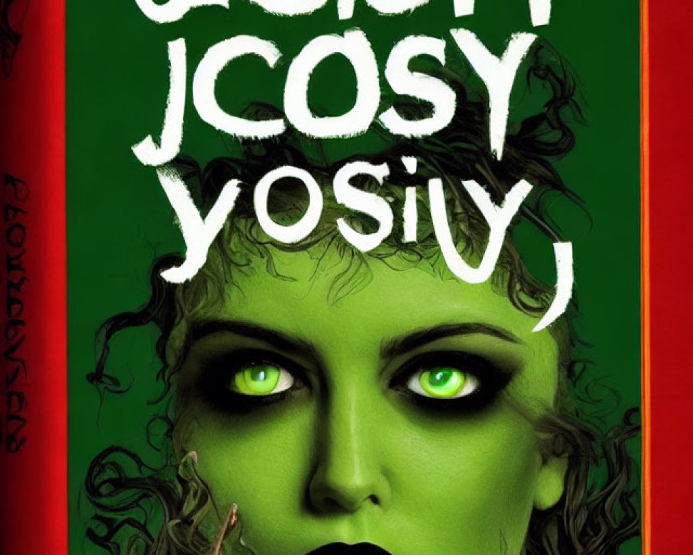 Green and Red Book Cover with Distorted Title Text and Person with Green Skin