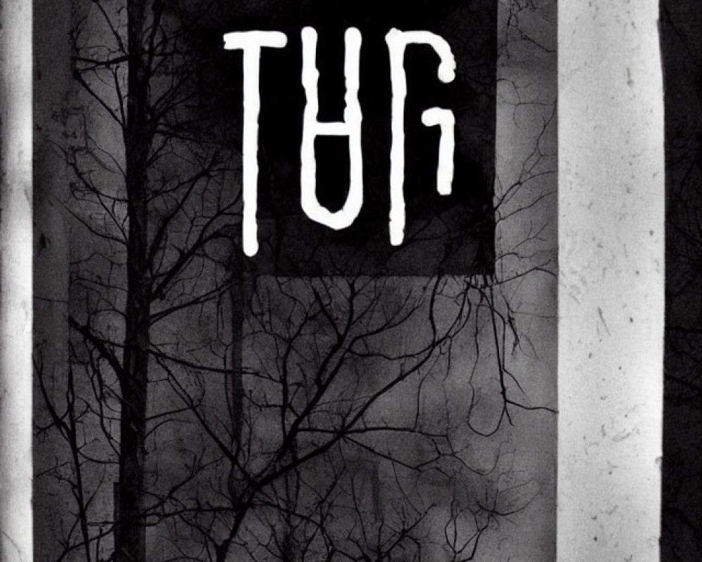 Monochrome image with "GOTHUG" text on misty tree backdrop