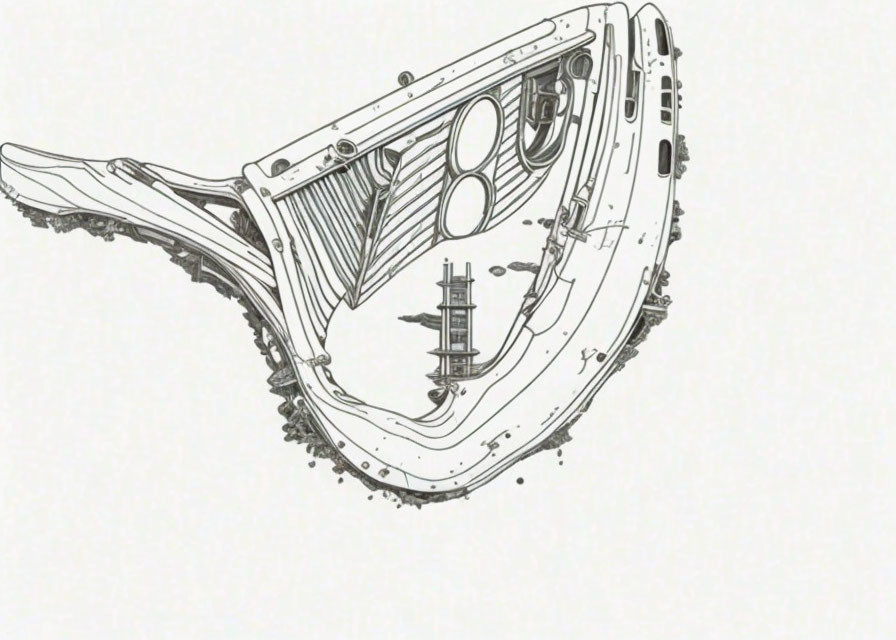 Detailed Technical Line Drawing of Car Door Structure