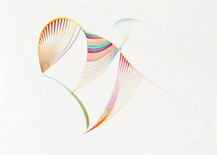 Colorful Abstract Art: Dynamic Flowing Lines on White Background