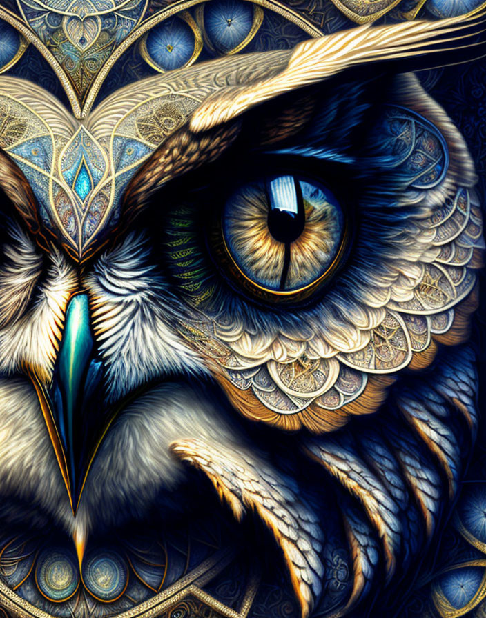 Detailed Owl Illustration with Vibrant Feathers