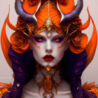 Elaborate Orange and Purple Headwear on Mystical Character