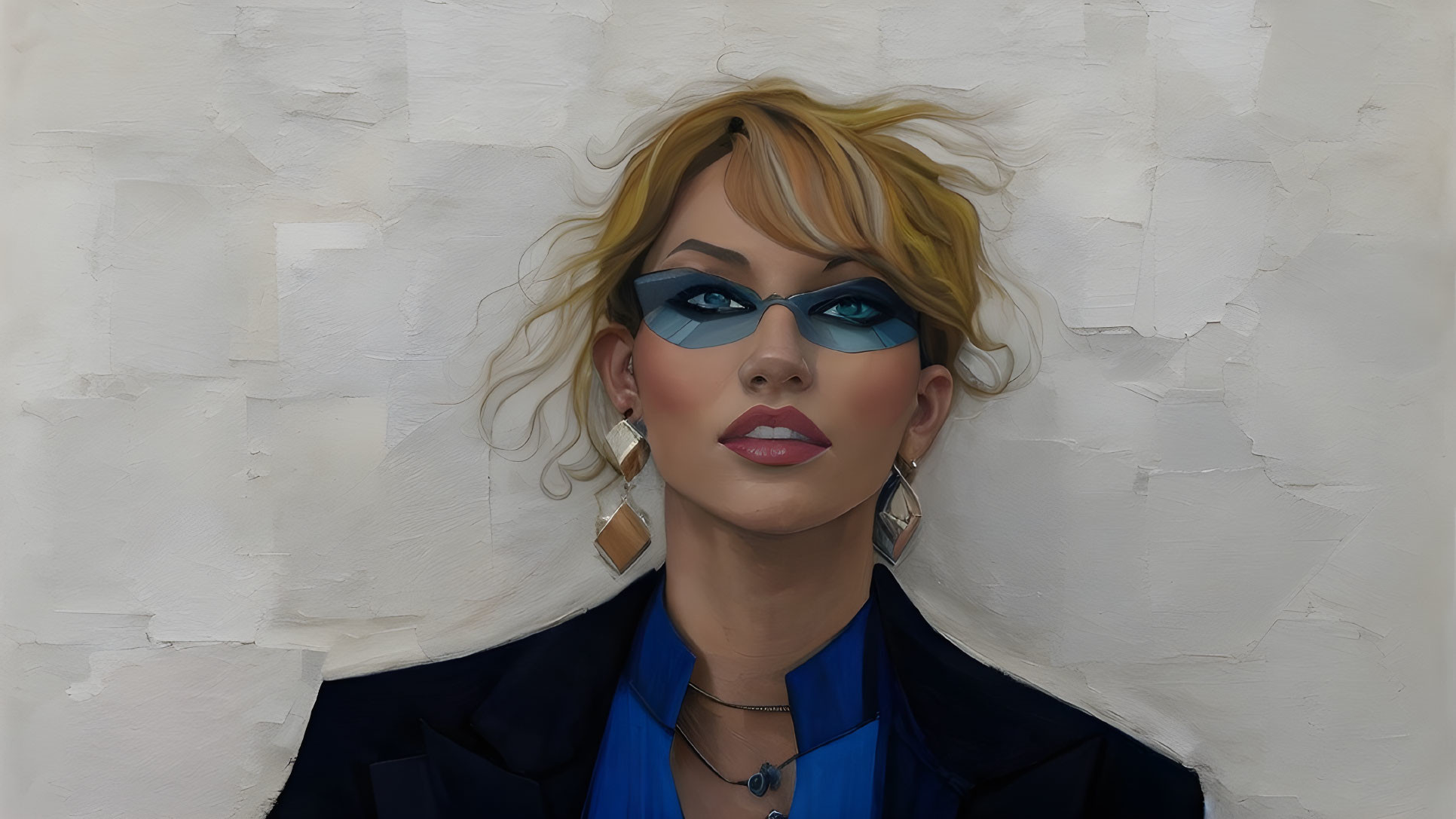 Digital painting of woman with blue eyeshadow and blonde hair