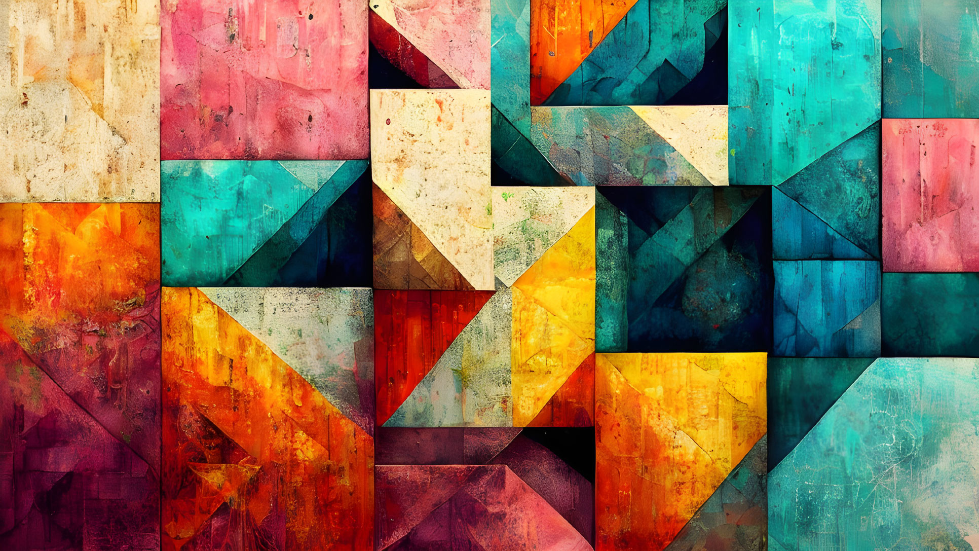 Multicolored Geometric Triangle Mosaic Background