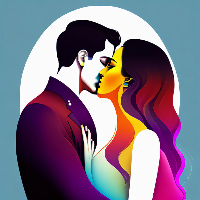 Colorful embrace illustration on pale blue background