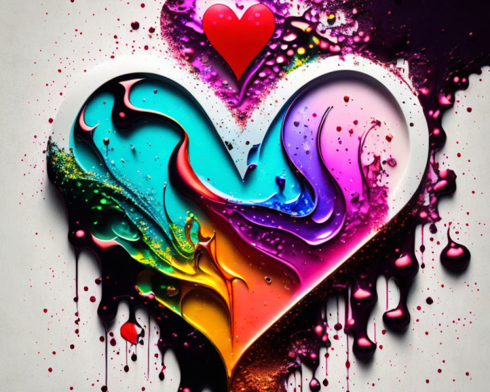 Colorful Heart Artwork with Blue, Purple, and Orange Swirls