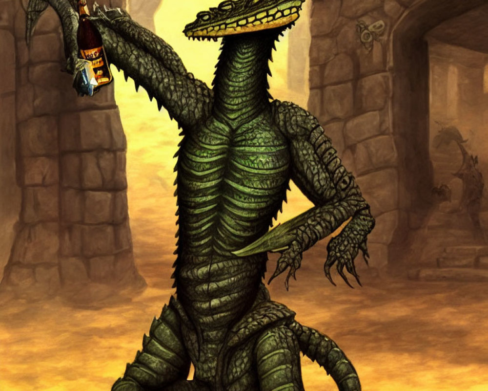 Anthropomorphic Crocodile Pirate in Desert Environment