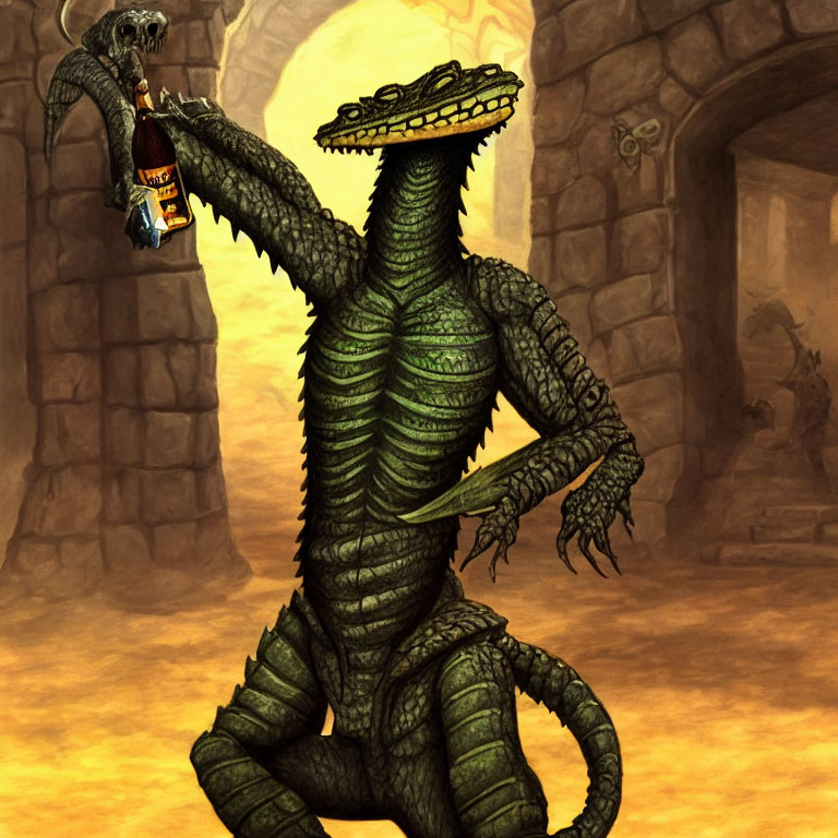 Anthropomorphic Crocodile Pirate in Desert Environment