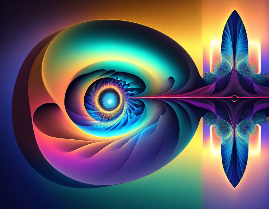 Symmetrical fractal design in vibrant colors: abstract eye art