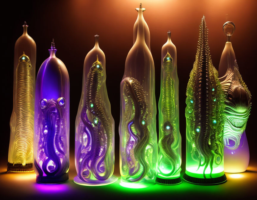 Intricately Designed Glass Sculptures with Internal Lighting