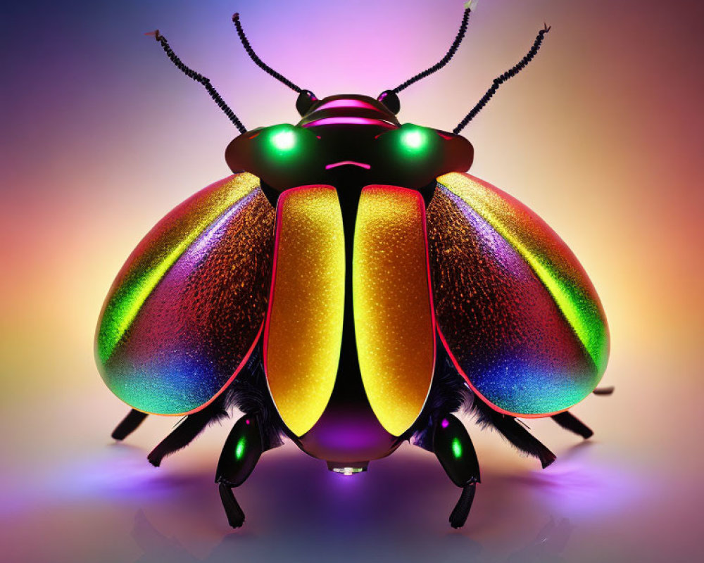 Colorful Beetle Illustration on Gradient Background