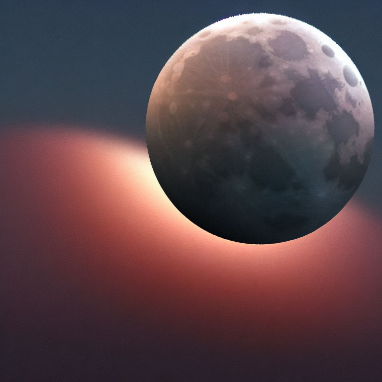 Moon in Orange and Purple Dusk Sky