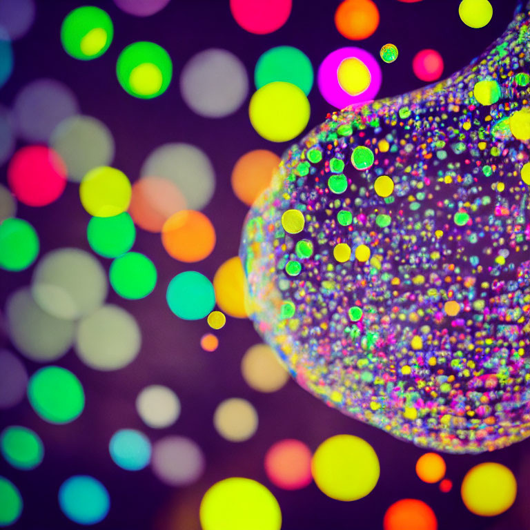Close-Up Sparkling Glitter on Bokeh Background with Multicolored Lights