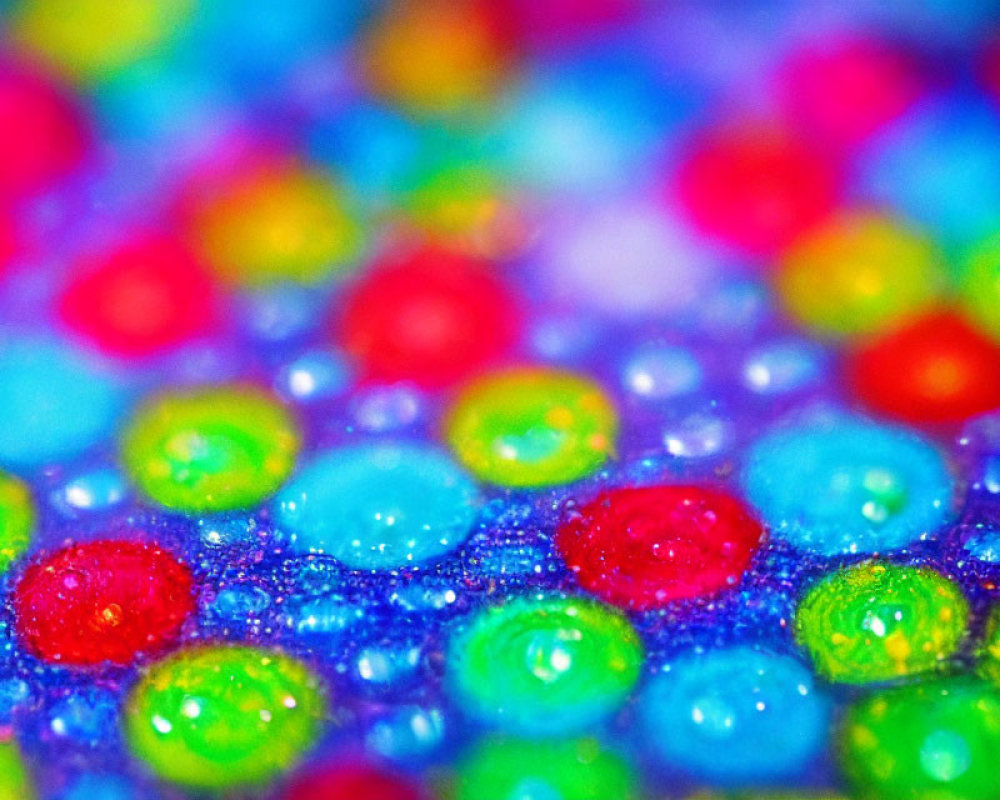 Vibrant Water Beads Close-Up in Red, Blue, Green, and Yellow