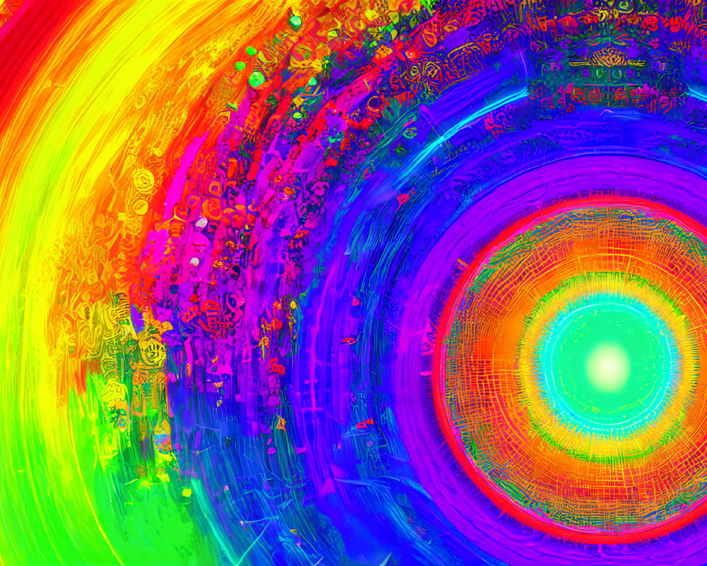 Colorful Abstract Artwork with Swirling Rainbow Patterns