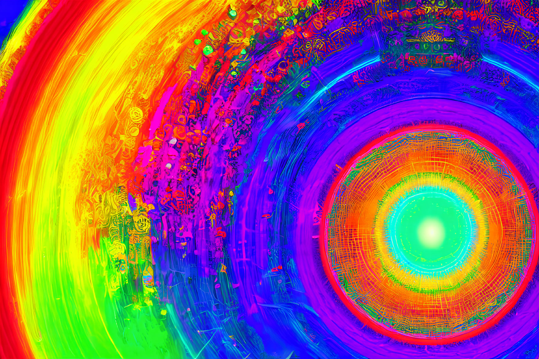 Colorful Abstract Artwork with Swirling Rainbow Patterns